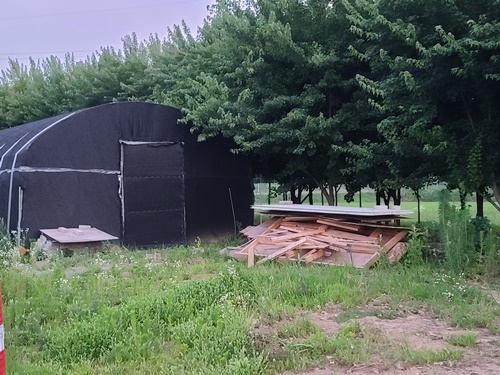 하천부지 위에 설치 된 비닐하우스
